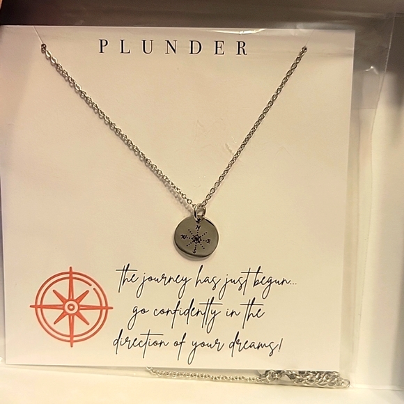 Compass Necklace Plunder Stainless Steel with engraved compass - Picture 1 of 4